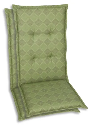 Produktbild von GO-DE Textil, Sesselauflage Hochlehner, 2er Set, Farbe: gruen, Maße: 120 cm x 50 cm x 6 cm, Rueckenhoehe: 70 cm