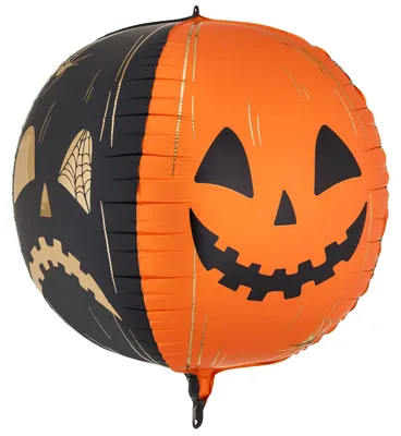 Image de Ballon en aluminium, motif citrouilles effrayantes, 50 cm, noir et orange