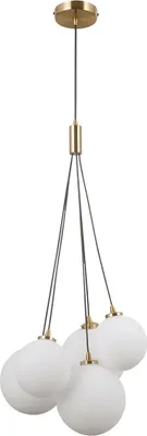 Immagine prodotto di Lampada a sospensione in ottone con sfere di vetro bianco 5xG9 PERLOS Italux PND-54456-5-HB