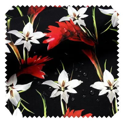 Produktbild von novely® OXFORD 210D - D164 Guzmania Blüte - Bedruckter Polsterstoff - Outdoor Dekostoff - Wasserabweisende Reißfeste Meterware 1lfm