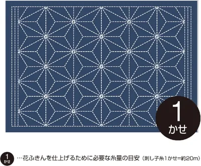 Immagine prodotto di Tovaglietta Olympus Sashiko (solo tessuto) "Tovaglietta (Navy) Asanoha 1 pz.", tessuto stampato, 31x45cm, Japan