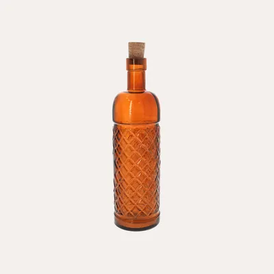 Image de KEYHOMESTORE | Bouteille en verre ambré avec bouchon, H. 25 x 6,5 cm