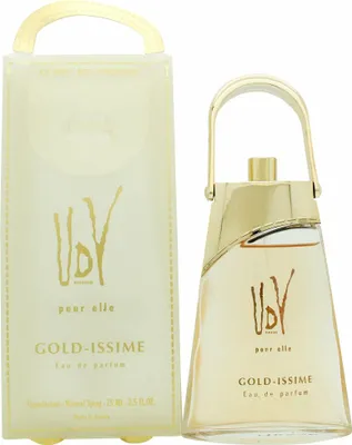 A perfume bottle and its packaging are displayed side-by-side against a white background.