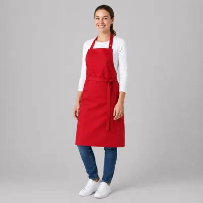 Produktbild von Latzschürze rot, B 75 x L 75 cm : rot : 65% Polyester 35% Baumwolle