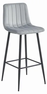 Imagen del producto de Taburete de bar Pozza en terciopelo gris plata y patas negras