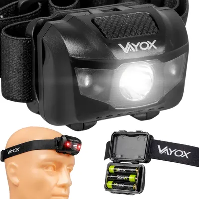 Produktbild von Vayox Stirnlampe VA0178 | 100lm | 2x LED | Leicht | 4 Modi | 3x AAA | Schwarz