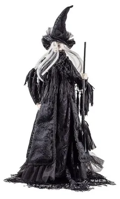Hexenfigur mit Stoffkleid, mehrfarbig, 53 cm