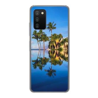 Produktbild von MuchoWow® Handyhülle Schutzhülle Hülle für Samsung Galaxy A03s Am Wailea Beach in Hawaii spiegeln sich die Palmen im Wasser Silikon Softcase Handy Hülle - Schutz