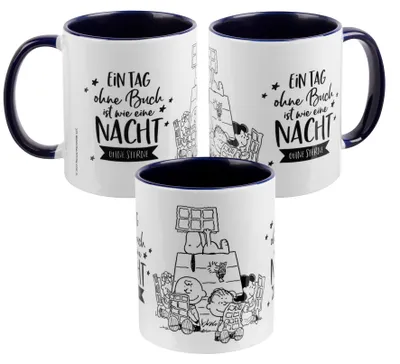 Snoopy-Kaffeetasse Keramik 320 ml blau/weiß