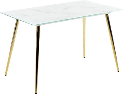 Produktbild von BELIANI Esstisch Marmor-Effekt und Gold temperiertes Glas und Metallbeine glänzende Oberfläche 120 x 70 cm Rechteckig