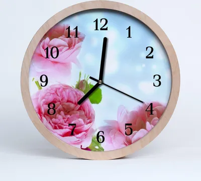 Produktbild von Holzuhr 30fi cm wanduhr - Pfingstrosen Blumen