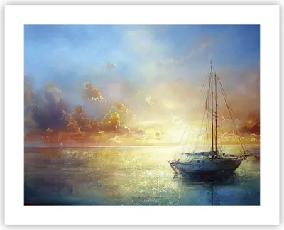 Produktbild von Poster - Poster ohne Rahmen - Segelboot Westen die Sonne - 50x40 cm - Wand Bild - Wanddeko - Wandbilder - Kunstposter - Wandposter - Bilder - Kunstdruck - Wanddekoration - Wandbild - P2XAA50x40-4145