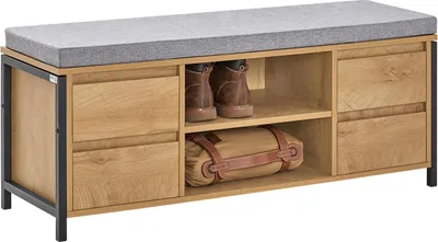 Image de FSR149-N Armoire à chaussures avec banc et espace de rangement, naturel