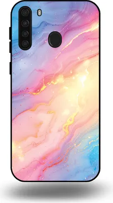 Produktbild von Smartphonica Telefon Fall geeignet für Samsung Galaxy A21 mit Regenbogen Glitter Marble Print - TPU Backcover Fall Regenbogen Glitter Marble Design
