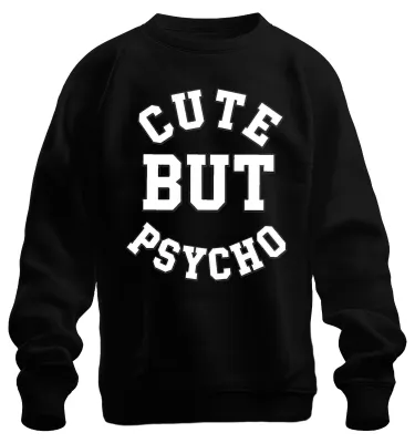Productafbeelding van Leuk, maar gestoord: grappig retro sweatshirt voor vrouwen, zwart, maat 3XL