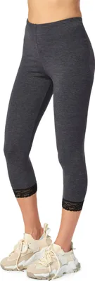 Image de Leggings capri 3/4 pour femme Merry Style en coton avec dentelle MS10-224 (mélange foncé/noir, XS)