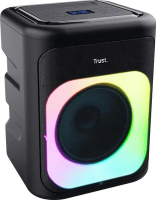 Produktbild von Trust Azura Party Lautsprecher Tragbarer Bluetooth Lautsprecher 100W, LED RGB Musikbox Speaker Wetterfest IPX4, Wiederaufl... Trust Azura Party Lautsprecher Tragbarer Bluetooth Lautsprecher 100W, LED RGB Musikbox Speaker Wetterfest IPX4, Wiederaufladbarer Akku 11 Stunden, 2 Mikrofoneingängen für Karaoke - Schwarz