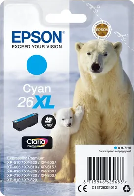 Immagine prodotto di Epson Polar bear C13T26324022 cartuccia d'inchiostro 1 pz Originale Ciano