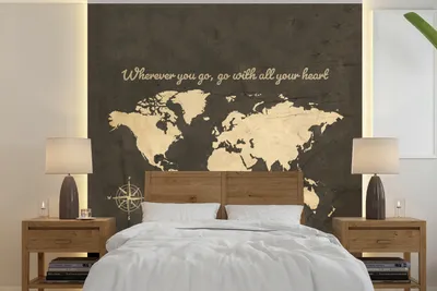 Produktbild von MuchoWow® Fototapete für Wohnzimmer oder Schlafzimmer Wandtapete Vinyl Motivtapete Weltkarte - Vintage - Windrose - 240x240 cm - Schlafzimmer-Tapete