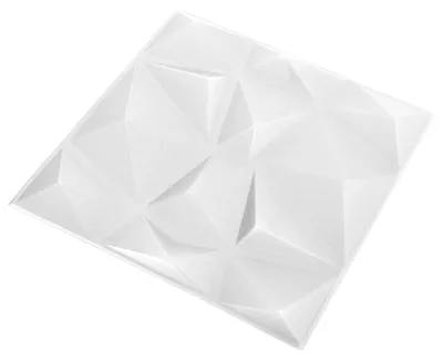 Image de Panneaux muraux vidaXL, 48 pièces, motif diamant, blanc, 50 x 50 cm, mousse XPS
