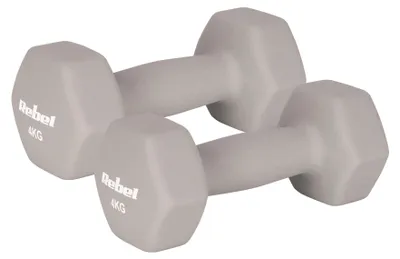 Rebel Active HEX Neopren-Kurzhantel-Set 2 × 4 kg, Gusseisenkern, für Fitness