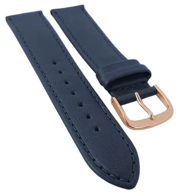 Produktbild von Taurus Uhrenarmband | Kalbsleder blau mit Naht, kurze Länge 30155, Stegbreite:18mm, Schließe:Roséfarben