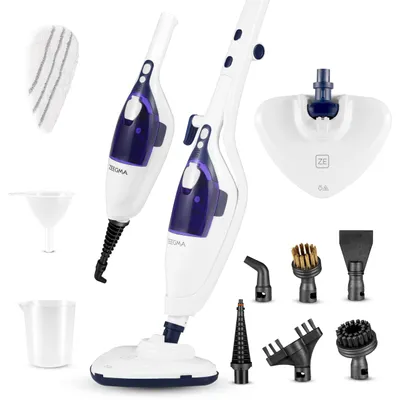 Produktbild von ZEEGMA Puur Prime Control 13in1 Dampfreiniger 1500W – kraftvolle, chemiefreie Reinigung für Böden, Teppiche, Fliesen, Fenster & Stoffe - Weiß