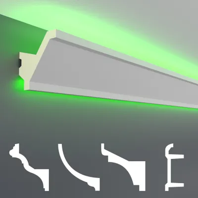 Produktbild von HEXIM LED Stuckleisten Muster - Indirekte Beleuchtung mit Deckenleisten aus PU, leicht & lichtundurchlässig- (20cm LED-15) Stuckprofil Profil