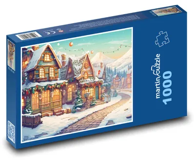 Obrázok produktu pre Puzzle 1000 Vianočná zasnežená dedinka - martinpuzzle