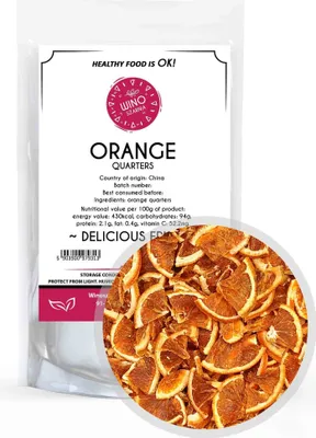 Zdjęcie produktu dla Suszone Pomarańcze Ćwiartki Jadalne - 50g Jadalne do deserów herbaty ciast