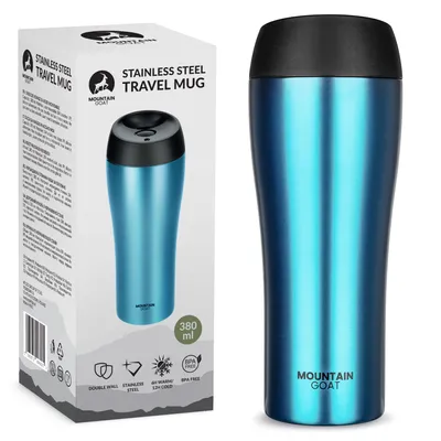 Produktbild von MOUNTAIN GOAT Thermobecher 380 ml, Edelstahl, doppelwandig, auslaufsicher, blau