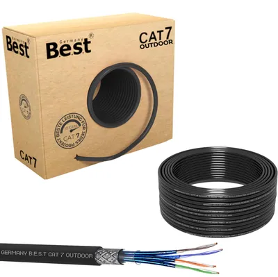 Produktbild von B.E.S.T. CAT 7 Outdoor Netzwerkkabel 100 m Simplex S/FTP 10 Gbit/s 1000 MHz Kupfer LSZH Schwarz