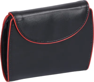 Produktbild von Wortmann' schw. Damen-Brieftasche, runde Klappe, roter Rand, LEDER
