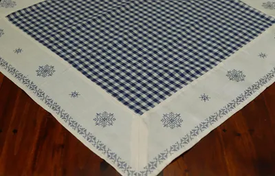 Tischdecke kariert blau 85 x 85 cm Polyester