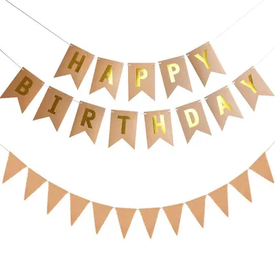 Immagine prodotto di Ghirlanda di carta kraft per compleanno, festone con bandierine "Buon Compleanno", decorazione, 5 metri di corda