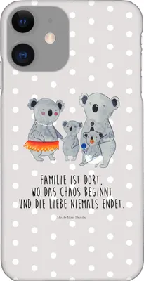 Produktbild von Mr. & Mrs. Panda Iphone 11 Handyhülle Koala Familie - Grau Pastell - Geschenk, Family, Cover, Mama, Hülle, Kinder, XR, Bruder, Handy Schutzhülle