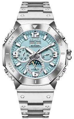Productafbeelding van Herenuhren GELATU Whinger, roestvrij staal, chronograaf, zilver/blauw