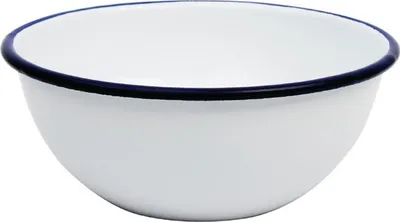 Produktbild von Olympia Emaille Schalen - weiß-blau - 15,5cm - 12 Schälchen - spülmaschinenfest