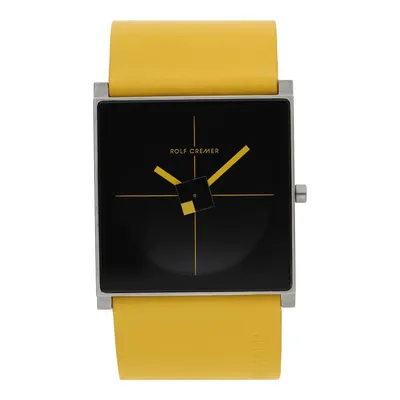 Produktbild von Rolf Cremer Uhr Cube 506009 Lederband, Edelstahl, gelb, schwarz