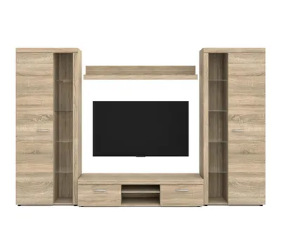Image de AX LIVING Spacoro XL Meuble-paroi chene Sonoma moderne largeur 300cm sans LED