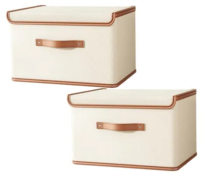 Aufbewahrungsboxen mit Deckel, 44x30x29 cm, grau, Oxford-Stoff