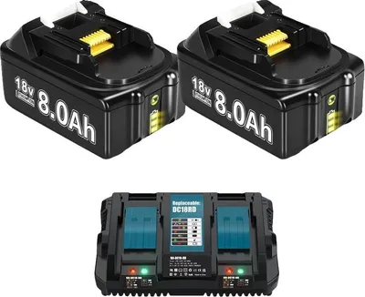 Zdjęcie produktu dla Wymienny akumulator o pojemności 8000 mAh, kompatybilny z 18 V, ładowarka 2X8.0Ah1X6A