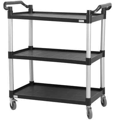 Obrázok produktu pre Servírovací vozík Mahlzeit s kolieskami, plastový, 3 poschodia, 101 x 50 x 107 cm, nosnosť do 150 kg, kuchynský vozík s kolieskami