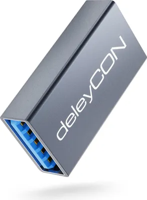 Produktbild von deleyCON USB 3.0 Adapter Kupplung Aus Aluminium 5Gbps Verbindung Koppler Verlängerung - A-Buchse zu A-Buchse - 2 USB Kabel Verbinden - Verlängern
