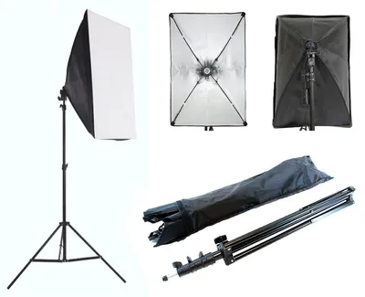 Produktbild von Softbox-Studiolampe – E27-Fassung (ohne Lampe) – mit Stativ bis zu 230 cm Höhe – Studioblitz, kontinuierliches Fotostudio – Ausrüstung – Softboxen Fotografie