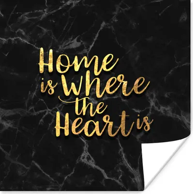 Produktbild von MuchoWow® Poster Zitat - Zuhause - Herz - Gold 100x100 cm - Babyzimmer