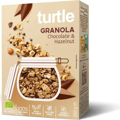 GRANOLA CZEKOLADA - ORZECHY LASKOWE BEZGLUTENOWA BIO 350 g - TURTLE