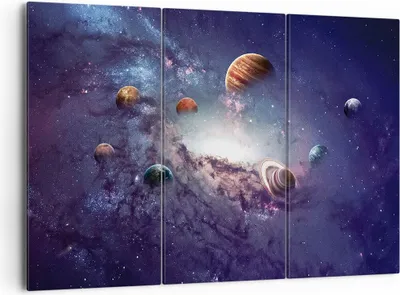 Produktbild von Bild auf Leinwand - Leinwandbild - 3 Teile - Kosmos Planeten die Sterne - 165x110cm - Wand Bild - Wanddeko - Wandbilder - Leinwanddruck - Bilder - Wanddekoration - Leinwand bilder - CE165x110-4851