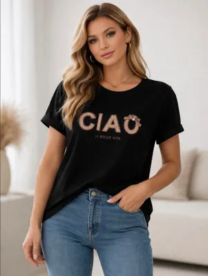 Produktbild von Damen T-Shirt Ciao - Schwarz, S/M Farbe: Schwarz Größe: S/M