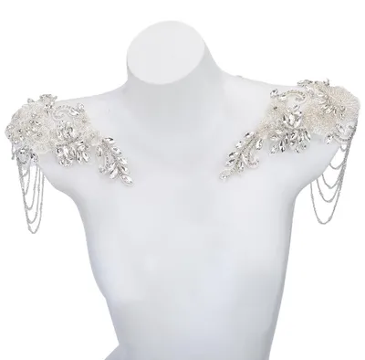 Strass-Applikationen, 2 Stück, 32x12 cm, weiß, für Kleidung